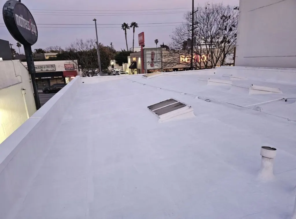 White silicone roof coating in Los Angeles