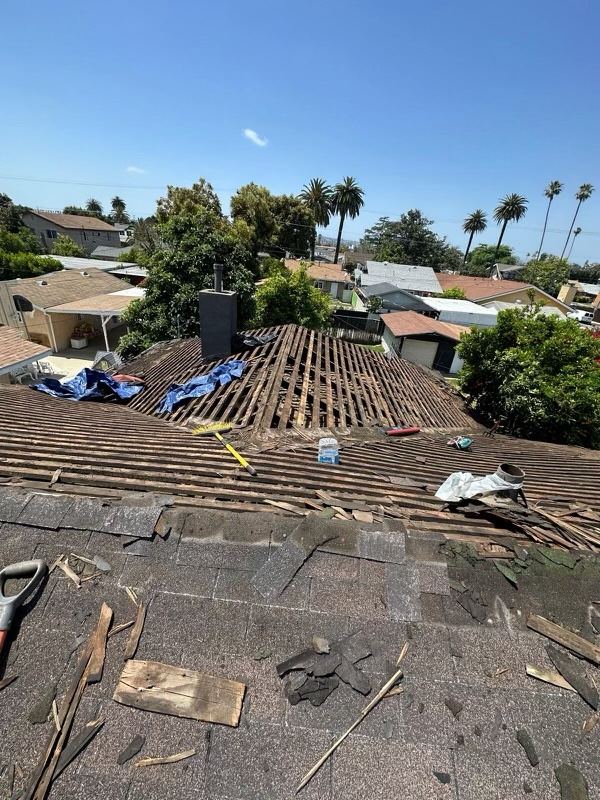 Old shingle roof torn off
