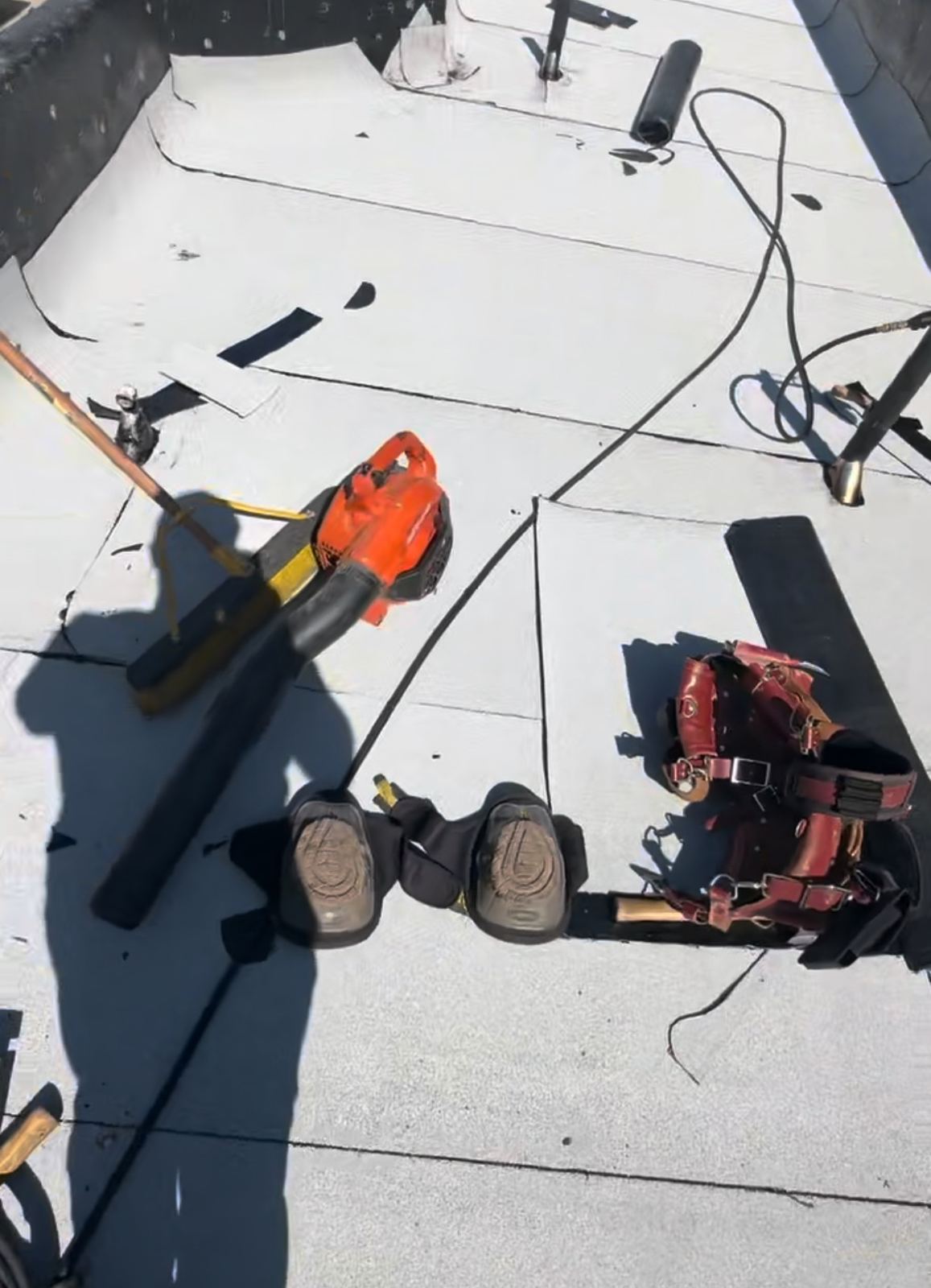 New torch-down roof with a white cap sheet in Los Angeles